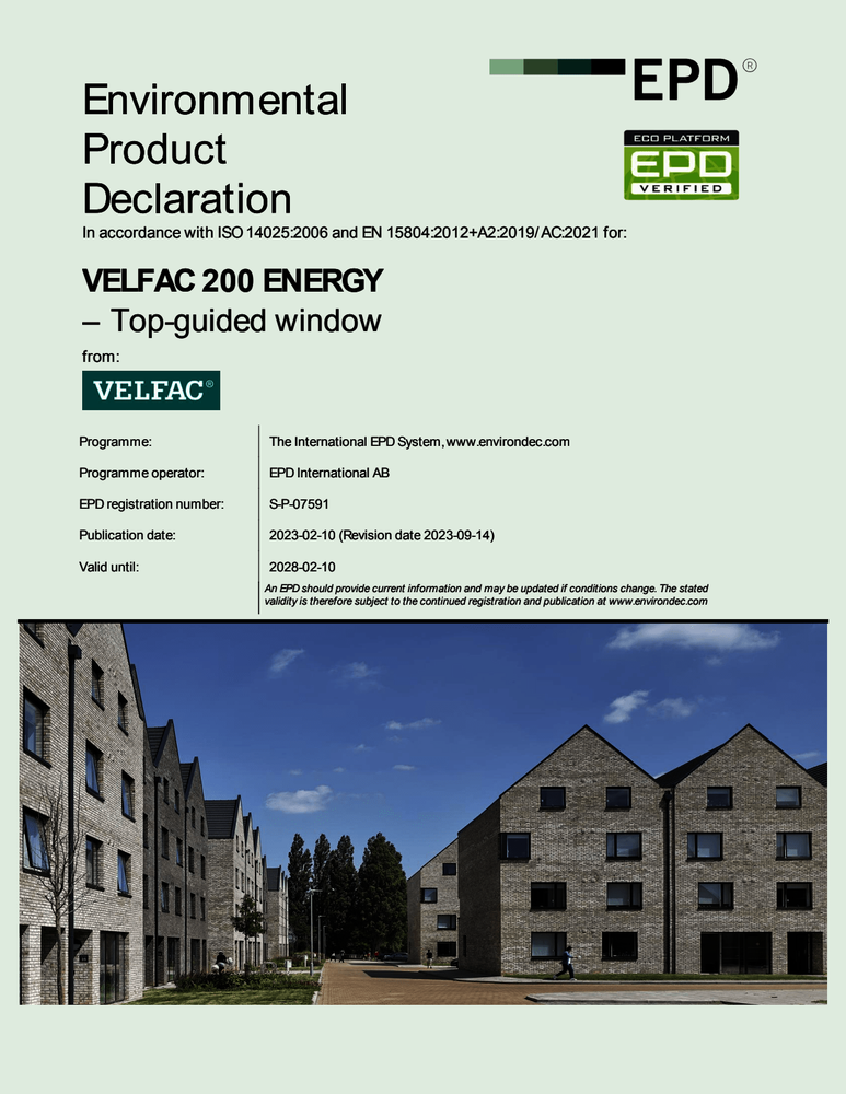 EPD for VELFAC 200 ENERGY top-guided window
